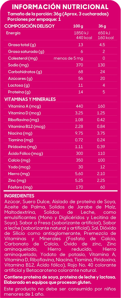 Información Nutricional Delisoy Fresa 36g