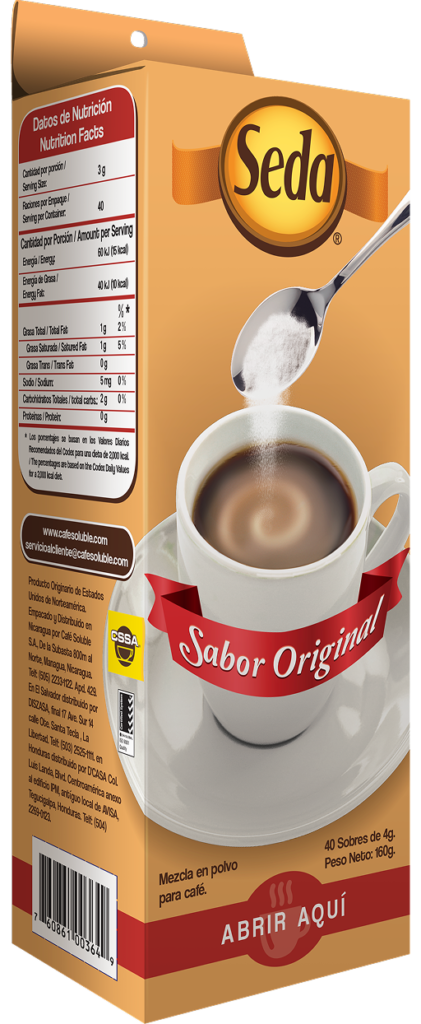 Empaque Seda de 4g de Café Soluble S.A.